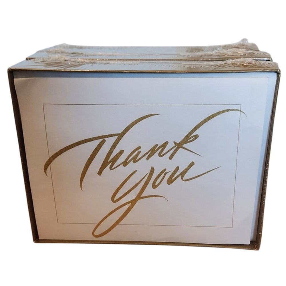 Stuart Hall Thank You Note Cards With Envelopes, Gold, NIB